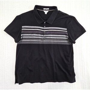 Calvin Klein Mercerized Slim Fit Men's Medium Polo Tennis Golf Shirt Black Gray